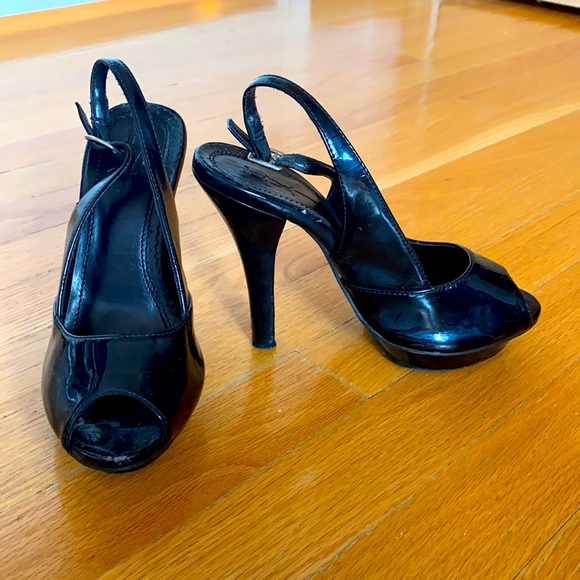 Women Strapped HighHeel, Black, Glossy, Open Toe,5 - Picture 5 of 7